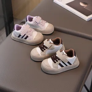 Kids Toddler Casual Sneakers Anti-Slip Soft Sole Patchwork Hook and Loop Baby First Walker Shoes Striped Sport Shoes