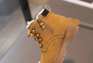 Detail of warm winter boots featuring faux shearling lining and durable non-slip rubber sole