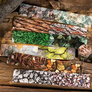 Decoratieve plakbanden met natuurlijke texturen van water, bossen en stenen patronen