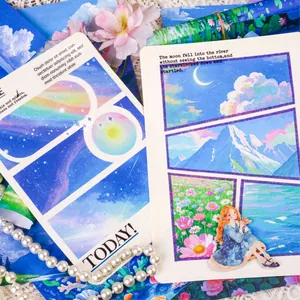 Papel de scrapbooking retro con tema de luz estelar e ilustración de chica
