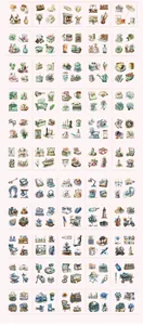 Lot de 100 autocollants vintage en PET aquarelle pour scrapbooking et journal DIY