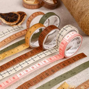 Vintage washi tape rollen met liniaalontwerpen voor DIY journaling en scrapbooking