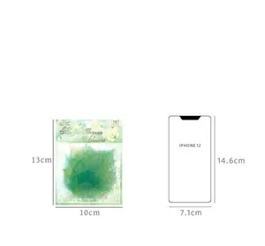 Size comparison of 20pcs artificial green leaf stickers for DIY crafts and decor