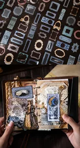 Détails de stickers cadres rétro avec motifs vintage pour scrapbooking et journal