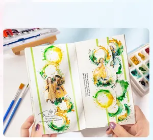 Dettaglio ravvicinato di illustrazione ad acquerello di ragazza e bordi per scrapbooking