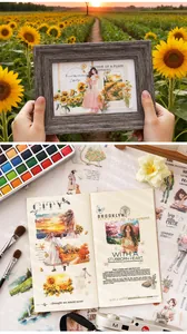 DIY Scrapbooking Aufkleber Set mit Blumenmotiven und künstlerischen Mädchengrafiken