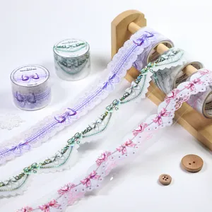 Lace Pearl Dream decorative PET tape set with shell light texture and bow patterns