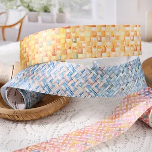 Nastri decorativi PET con trame ad acquerello in colori arancio caldo, blu e rosa
