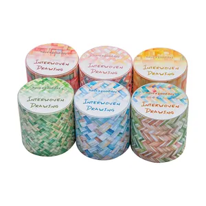 Set di 6 nastri washi PET con motivi intrecciati per decorazione creativa di diari e DIY