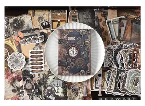 Kit scrapbooking steampunk vintage avec couverture engrenages et 200 accessoires de journal