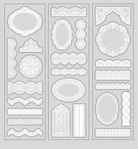 Vue détaillée des autocollants décoratifs en dentelle blanche avec motifs floraux