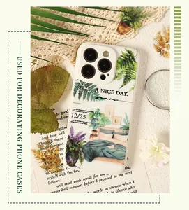 Leaf and botanical illustration on a phone case cover for DIY aesthetic decoration