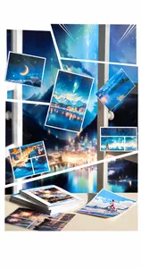 Vue détaillée des autocollants Time Mirror en PET et papier Washi au décor urbain