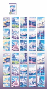 Détails de 30 autocollants de paysages de neige en PET et papier washi pour scrapbooking