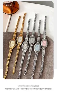 Collectie elegante tonneau horloges voor dames met metalen schakelbanden en Romeinse cijfers