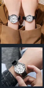 Nahaufnahme der GEDI Quarzuhr mit römischem Zifferblatt und Lederarmband-Details