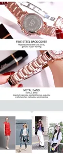 Détails de la montre carrée GEDI avec fond en acier et bracelet en alliage d'or rose