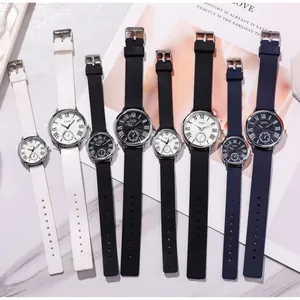 Wasserdichte Quarzuhren mit Silikonarmbändern in Schwarz, Weiß und Blau für Paare