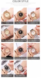 Détails de montres GEDI de luxe à quartz avec lunettes en strass et finitions métalliques