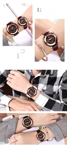 Detailed look at quartz watches with leather straps in red, white and black colors