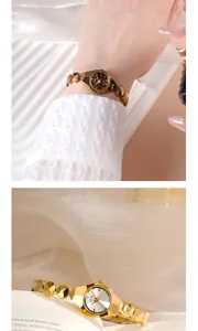 Vue détaillée de la montre quartz GEDI avec boîtier polygonal et bracelet métallique