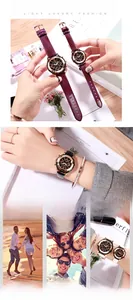 Detail showing GEDI women's watch with crocodile pattern leather strap and rose gold case