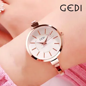 GEDI Orologio al Quarzo da Donna alla Moda in Lega di Oro Rosa Bracciale a Cerchio Minimalista Quadrante Rotondo Impermeabile Elegante Gioielli