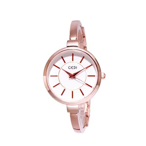 Elegante orologio da donna GEDI in oro rosa con quadrante bianco e indici luminosi