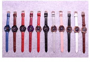 Collection of polygon star dial watches with assorted crocodile pattern leather straps
