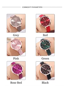 Detaillierter Farbvergleich von Lederarmbändern und Zifferblättern für Damen-Quarzuhren
