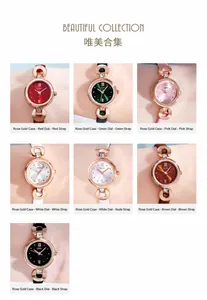 Collection de montres quartz pour femmes avec bracelets en cuir et cadrans diamantés