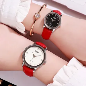 Lussuoso Orologio al Quarzo GEDI per Coppia Con Cinturino in Pelle E Indici in Strass Resistente all'Acqua Orologio da Polso Casual Per Uomo Donna Regalo
