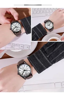 Vue détaillée de la montre homme GEDI avec bracelet en cuir et cadran blanc sur le poignet