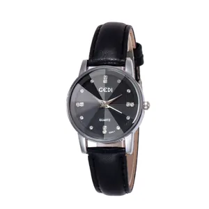 Orologio al quarzo GEDI da donna con quadrante nero con diamanti e cinturino in pelle