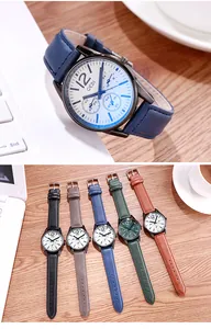 Détail de la montre à quartz GEDI pour homme avec cadran multifonction et bracelet en cuir