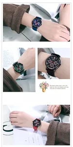 Fashionable women's leather watch with large dial and Roman numerals in multiple colors