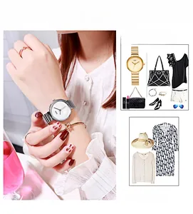 Minimalist silver women's watch styled with star bracelet and luxury accessories