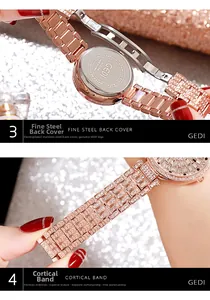 Gros plan du fond de boîtier en acier inoxydable et du bracelet en métal serti de strass