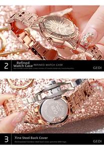 Details einer roségoldenen Uhr mit IP-Beschichtung und Edelstahlgehäuseboden