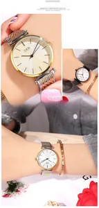 Close-up of GEDI ladies' watch and matching Roman numeral bracelet on a model's wrist