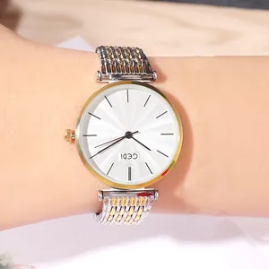 GEDI Women's Quartz Watch Minimalist Silver Stainless Steel Mesh Strap Water Resistant Fashion Casual Wristwatch Ladies Gift