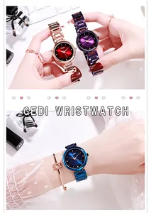 Dettaglio orologio donna quarzo lusso con indici cristallo e set bracciale stella