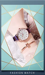Detail of GEDI quartz watch with starry dial, Milanese magnetic band and star bracelet