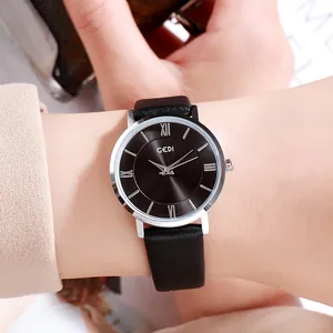 Elegant GEDI women's watch with black Roman numeral dial and silver stainless steel case