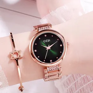 Orologio al Quarzo da Donna Strass Lusso Lega Cinturino in Acciaio Quadrante Gradiente Orologio da Polso Casual Set