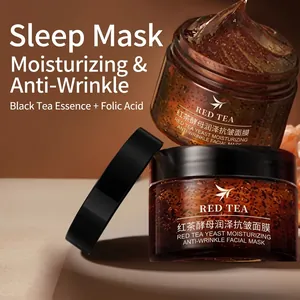Detailed macro view of black tea yeast sleep mask showing its translucent brown gel texture
