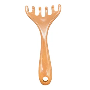 Antler-shaped head massage comb with five-claw design and faux wood grain finish