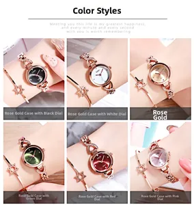 Collage de montres à quartz avec lunette en diamant et bracelets étoile assortis