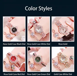 Detail view showing luxury women quartz watches with diamond encrusted metal bracelets