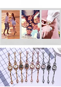 Fashionable women quartz watch with elegant chain bracelet design in various metal finishes